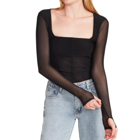 Steve Madden Hayden Corset Style Long Sleeve Top - Picture 2 of 10